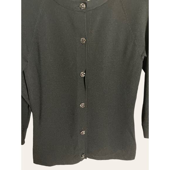 Classiques Entier Black Knit Embellished Button Cardigan Sweater Size M - Picture 3 of 6